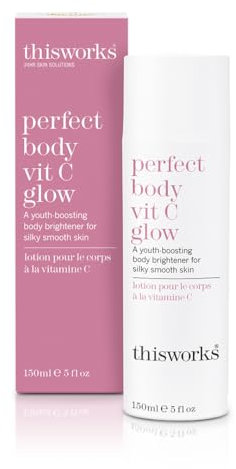 This Works Perfect Body Vit C Glow, 150 ml, angereicherte Bodylotion mit Vitamin C und Hyaluronsäure, glättendes und aufhellendes Serum für jugendlich aussehende Haut