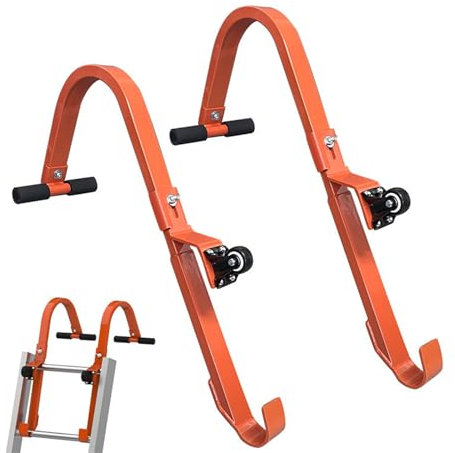 HAMON Leiter Stabilisator für Dach 2er-Pack, Heavy Duty Dachhaken Leiter, 220kg Ladekapazität mit Rad Stahlleiter Stabilisator, T-Bar mit Gummigriff,für den Einsatz mit Verlängerung Leitern