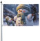 Winter-Schneemann-Flagge, 150 x 90 cm, Outdoor-Flaggen mit Ösen, doppelseitige Gartenflagge, großes Banner, Schild, Hausflaggen, Hof und Außenbereich, dekorative Flagge