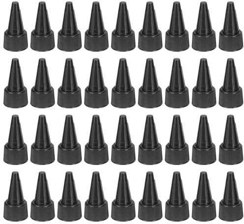 PATIKIL 20/410 Twist Bottle Caps, 36Pcs Plastic Ribbed Edge Squeeze Bottle Replacement Caps with Foam Gasket for Paint Lids Glue Dispensing Bottles, Black