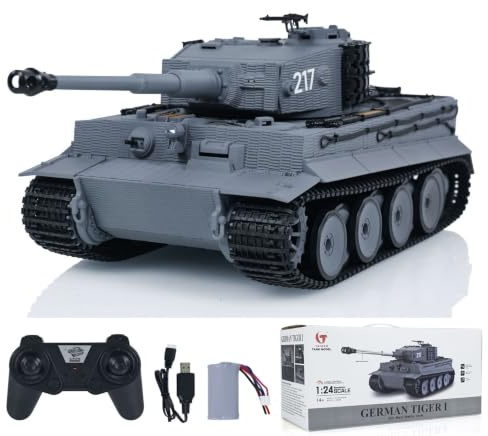 TOUCAN RC HOBBY 1/24 RC Battle Tank Tiger I Télécommandé Chars militaires Infrarouge Combat Jouets pour adultes Mini RC Tiger I
