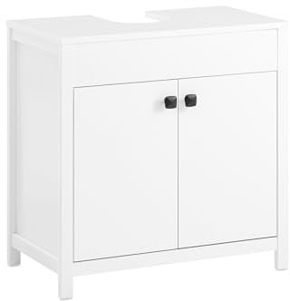SoBuy Mobile sottolavabo con 2 ante Mobile bagno Mobiletto per lavandino (senza lavandino) Bianco 60x35x60cm BZR98-W