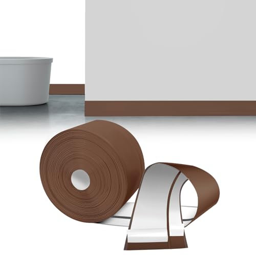LIHIQIYA Battiscopa Flessibile Autoadesivo Marrone, 3M Battiscopa in PVC, Battiscopa Bianco, Battiscopa per Cucina Sigillante Impermeabile, Battiscopa Morbido Adesivo per Bagno, Battiscopa 50mmx20mm