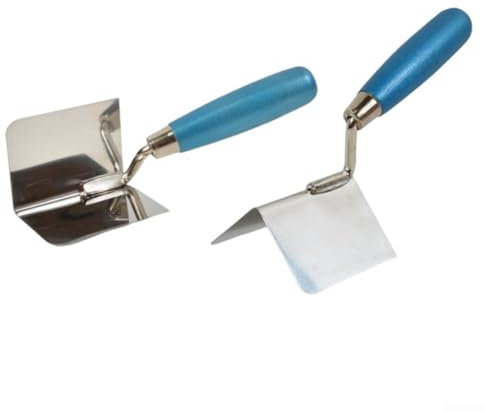 Cazzuola angolare per cartongesso, 2 pezzi, per angoli interni ed esterni, in acciaio , strumento di finitura per spatola angolare