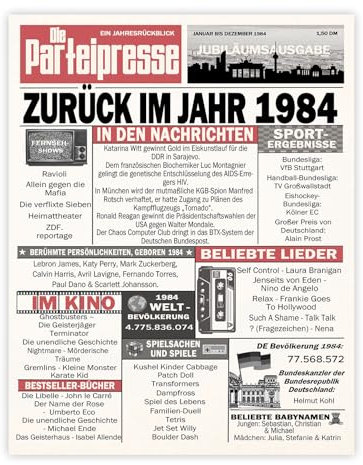 Stuff4 41. Vintage Bilder Poster Ungerahmt - Zurück im Jahr 1984 Zeitung - Wandbilder Wohnzimmer Schlafzimmer Vintage 41 Jahrgang Geboren, 20cm x 25cm Wand Deko Bild Kunstdrucke Wandposter Posters