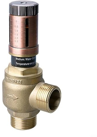 HpLive Differenzdruck-Überströmventil, Bypassventil für Fußbodenheizung, Wärmepumpe, Kesselanlage - Messing, 2-Port, G 3/4 - 33 mm, Gold