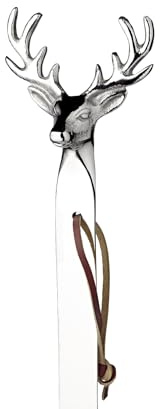 EDZARD Schuhlöffel Targo, Länge 55 cm, mit Hirsch-Kopf, vernickelt | silberfarben, hochglanzpoliert, mit Echtleder-Band, Schuhanzieher, Geschenkidee, Ankleide, Schuhknecht, Herrengeschenk