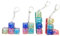 Bettinay 4 PCS Keyboard Fidget Toy, Portable Removable Clicker Keychain Fidget Keyboard (Random Colour)