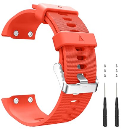 Bracelet Compatible avec Garmin Forerunner 35/30, 22mm Bracelets de Remplacement en Silicone pour Garmin Approach S10 avec 6 Vises et 2 Tournevis (Orange)