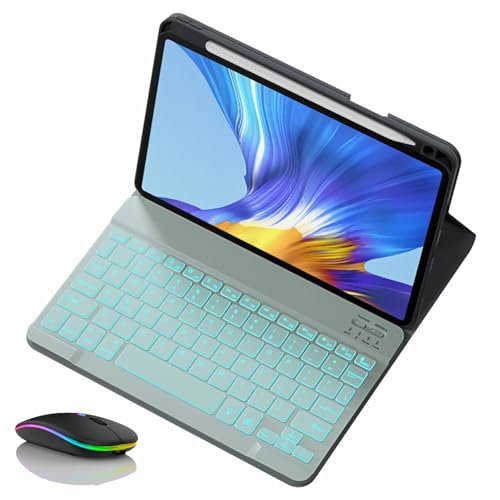 JZCZMCE Custodia con Tastiera per Huawei MatePad T 10s/T 10 Enjoy Tablet 2 Honor Pad 6 /X6, Tastiera Retroilluminazione Magnetica Staccabile Senza Fili con Mouse Bluetooth,Nero