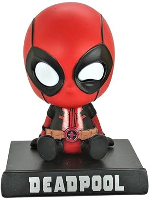 Vaoza Polyvinylchlorid Super Hero Actionfigur Limited Edition Wackelkopf mit mobiler Halterung für Auto Armaturenbrett, Bürotisch & Studiertisch (Deadpool), 16cm, 10cm
