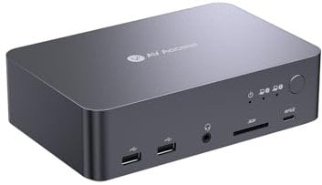 AV Access Docking Station KVM Switch 2 Monitors 2 Laptops, 4K KVM Dual Monitor, 2 USB-C MST Ports, 60W PD for Each PC, 1G Ethernet, EDID Emulation, 2K@144Hz,1080P@240Hz, Ideal for Home Office & Gaming