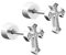 Kreuz Ohrringe, Kreuz-Ohrstecker aus Titanstahl mit Flacher Schraubrückseite Kleine Ohrstecker Einfache Vintage-Kreuz-Knorpel-Ohrringe Stilvolles Schmuckgeschenk für Frauen Männer (Silber)