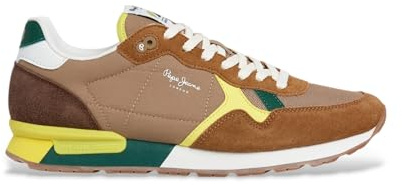 Pepe Jeans Men's BRIT Colors M Sneak, Brown, 12 UK