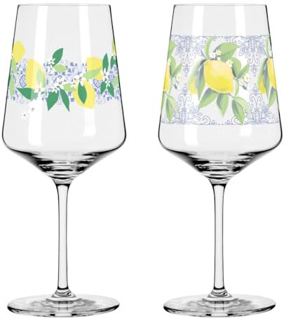 RITZENHOFF 2931021 Limoncello-Glas 500 ml - 2er-Set - Serie Sommertau - 2 Stück für Aperitif mit Dolce Vita Motiv - Made in Germany