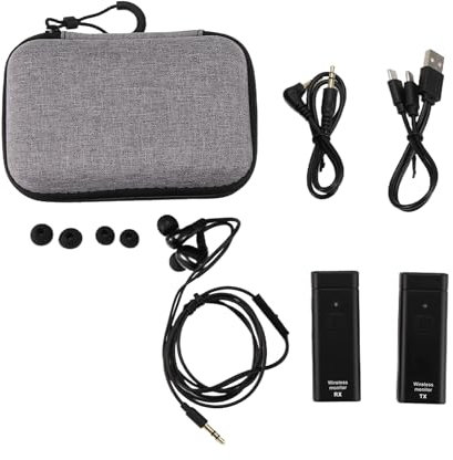 Reinscer Sistema de monitoreo de auriculares inalámbricos, transmisor estéreo IEM profesional con retorno de oído en tiempo real