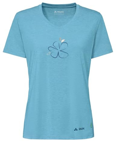 VAUDE Women's Skomer Print T-Shirt III, Weiches Damen T-Shirt zum Wandern und für den Alltag, Aqua, 48