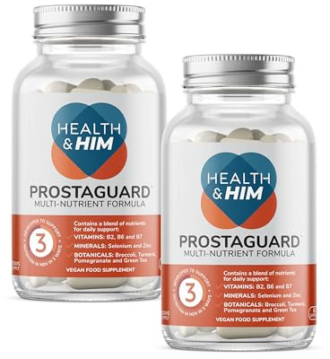 Health & Him ProstaGuard Men's Supplement, Vegan, 60-Day Supply | Men's daily formula with turmeric, selenium, zinc & polyphenols; Vegan, gluten free; 60 capsules