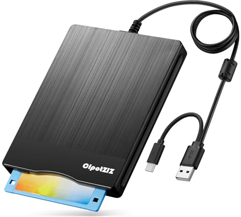 Floppy Disk Reader USB C External 3.5 inch 1.44 MB Floppy Disc Drive Dual USB A/C Floppy Disk Drive/Player/Converter Compatible with Windows 11/10/8/7/XP, Not Compatible with MAC (Brushed Texture)