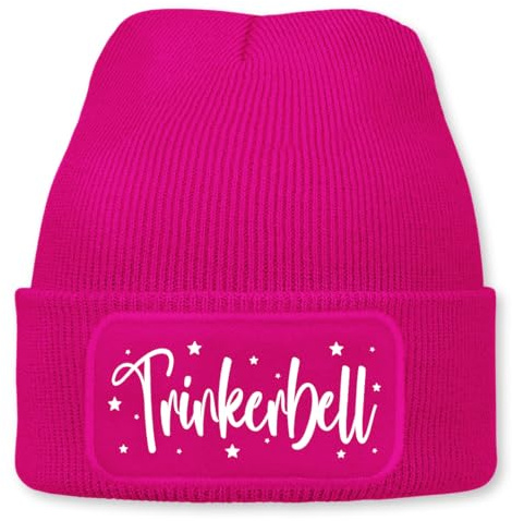 Prozente Momente Trinkerbell – lustige Wintermütze | Beanie für Damen & Herren, warm, elastisch & Unisex, Strickmütze mit Patch & Druck, perfekt für Après-Ski, Weihnachtsmarkt & Fasching