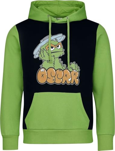 Sesame Street Sesamstraße Oskar Männer Kapuzenpullover grün/schwarz