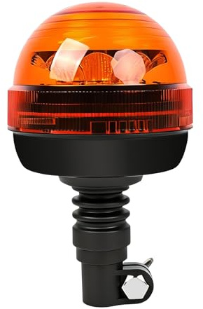 Qiping Rundumleuchte LED Amber Warnleuchte, 12V/24V Blinkleuchte mit 13 Modi Rotating Flash Beacon,12 LED Rundumleuchte Flexible DIN für Gabelstapler Traktor Golfwagen ECE R65 R10 E9