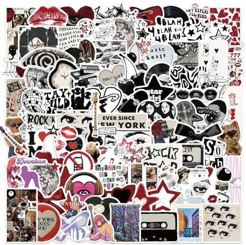 100 Stück Ästhetische Y2K Aufkleber Pack PVC Wasserdichte Downtown Girl Sticker für Laptop Skateboard Wasserflasche Coole Sticker für Teens Erwachsene Kinder Mädchen als Geschenk