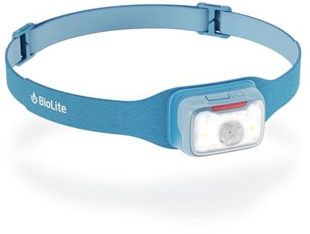 Biolite Stirnlampenbereich 500, blau, USB C, schnelles Aufladen 8 Minuten, 1 Stunde Licht, IP68
