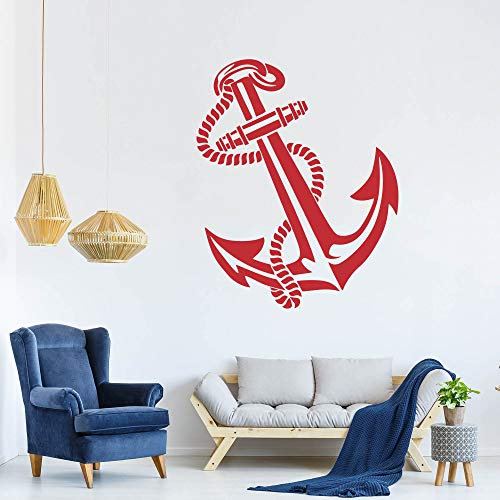 Anker Wandtattoo Wandaufkleber Sticker Aufkleber (10 (B) x 12 (H) cm, Rot)
