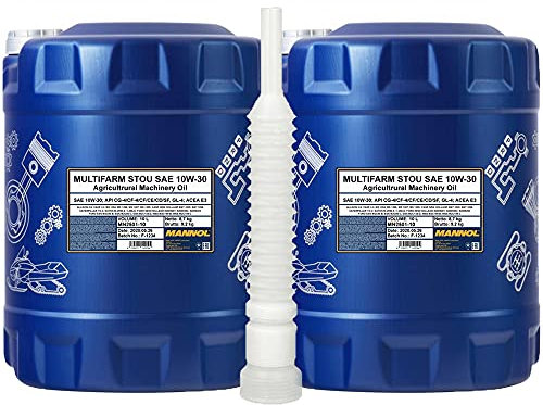 2x 10L MANNOL Multifarm STOU 10W-30 API CG-4 / Motor- Getriebe- Hydraulik- Mehrzweck- Öl Land- und Baumaschinen