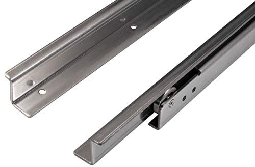 Gedotec Schubladenschiene TEILAUSZUG 550 mm Schwerlast-Auszüge aufliegende Montage - FR505 SCC | Tragkraft 100 kg | Edelstahl 1.4509 säurebeständig | 1 Paar - Rollenführung für Fahrzeuge & Gastronomie