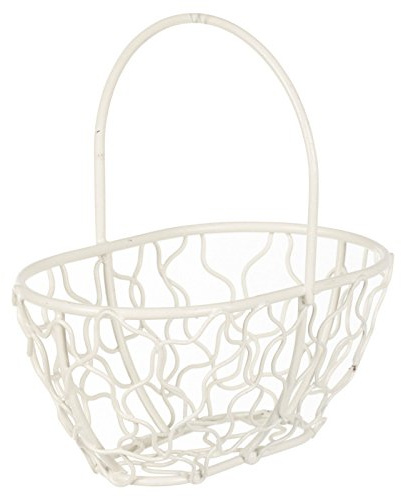 URBNLIVING Oblong Ivory Wire Mesh Basket