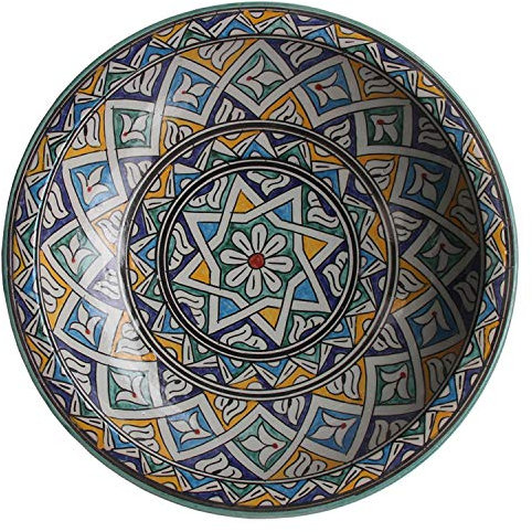 Casa Moro Orientalische Keramik Schale Ø 34 cm Groß F021 | Handbemalte Servierschale Obstteller Schüssel | Handmade Teller Salatschüssel Obstschale | KSF021