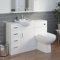 Affine® 1165mm Toilet Vanity Unit Reversible Combination Bathroom Suite Furniture Set, Freestanding Drawer Cabinet, Wash Basin Sink, WC Pan, Seat & Concealed Cistern, White Gloss