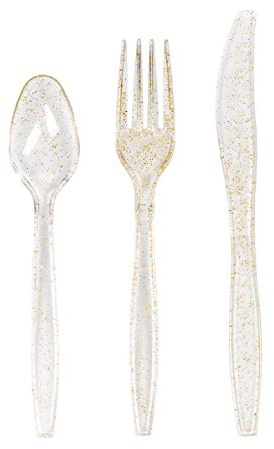 Matana - 300 Premium Multi-Use Gold Glitter Cutlery Set