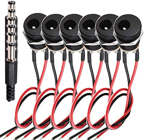 RUNCCI-YUN 6 set 5.5mmx2.1mm connettori dc a pannello,connettore presa jack alimentazione,jack 2.1 5.5,per CCTV Security Camera DVR(Con linea)