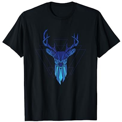 Hirsch Reh mit Geweih Polygon Art Geometrisch Jäger T-Shirt
