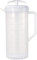 JBK Pottery - Mixing Pitcher for Drinks, Plastic Water Pitcher with Lid and Plunger with Angled Blades, Easy-Mix Juice Container, 2-Quart Capacity (White, One)