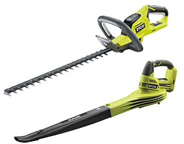 RYOBI Taille haie 18V OnePlus Lithium OHT1845 - souffleur 18V OnePlus OBL1820S - Vert, Moderne, Métal, Alimenté par pile, sans Batterie ni Chargeur