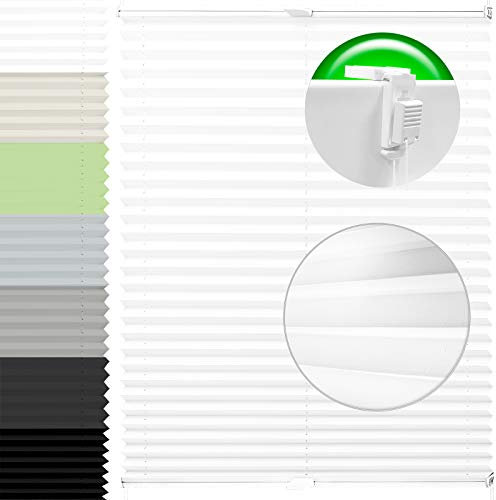 Horivert Plissee Pliseerollo mit Klemmträger Ohne Bohren Stoff Fensterrollo Klemmfix Faltrollo Jalousie Sonnenschutz Blickdicht 75x160 cm