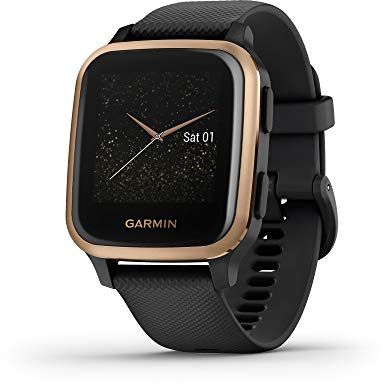 Garmin Venu Sq Music, GPS Smartwatch with Bright Touchscreen Display, Features Music and Up to 6 Days of Battery Life, Black and Rose Gold