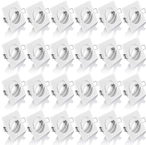 20x MAXKOMFORT Einbaustrahler IP20 mit GU10 Fassung ECKIG weiß schwenkbar Einbauspot Einbauleuchte Rahmen Rostfrei Deckenspot Strahler Spot 5050S