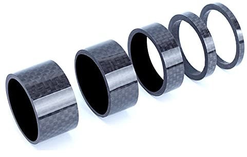 TuoTu Bike Headset Spacer, 5 Pcs Full Carbon Fiber 3/5/10/15/20mm 1 1/8 Mountain Bicycle Headset Fork Washer