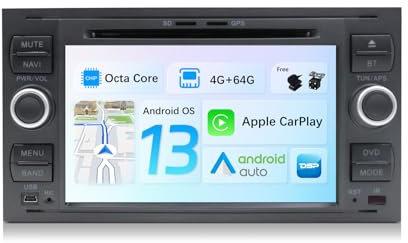 JOYX Android 12 Autoradio Passt für Ford C-Max/Focus/Galaxy/S-Max/Transit/Mondeo- [4G+64G] - [Eingebaut DSP+Carplay+Android Auto] - LED Kamera KOSTENLOS - Unterstützung Lenkradsteuerung 4G WiFi DAB