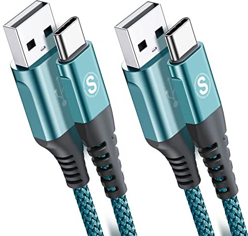 Cavo USB C 2 pezzi 2m, Cavo USB tipo C di ricarica in nylon tipo C, per Samsung Galaxy S10 S9 S8 Plus, Note10, Note9, M31, M20, A20e, A71, A51, A50, A40, A10e, A7, Mi9, Mi8,Redmi 8 Pro,LG.G7