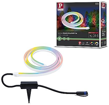 Paulmann 94560 Plug & Shine LED Außenleuchte Stripe Smart Home Zigbee Smooth IP67 2m incl. 1x11 W dimmbar RGBW Farbsteuerung Weiß Kunststoff 3000 K