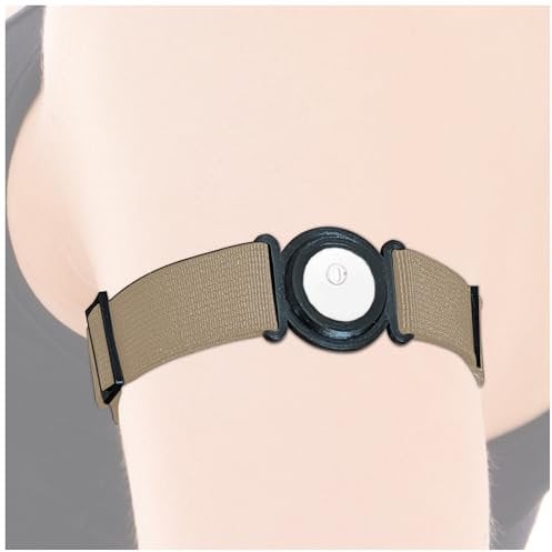DiaBrothers Freestyle Libre 3 Fixierband Fixierung Halter mit verstellbarem Armband - Halter: schwarz - Armband: beige - Größe: L (35-45 cm)