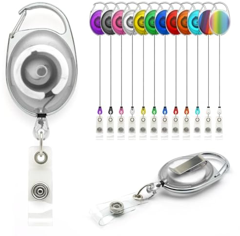 Weiß Ausweisjojo Schlüssel JoJo mit Gürtel Clip Spulen 10 Stück, Ausweis für ID Badge Holder Yoyo Einziehbarer Kartenhalter Schlüsselkarten Schlüsselanhänger Set Schlüsselring Retractable