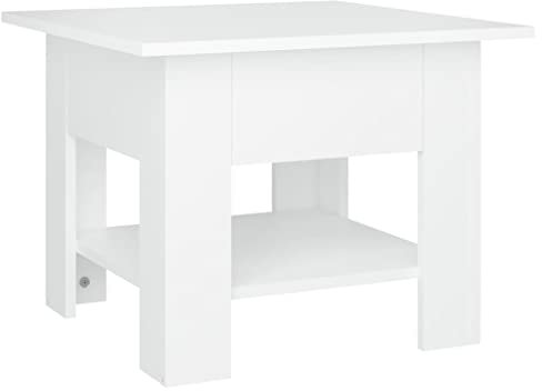 vidaXL Couchtisch Modern Beistelltisch Wohnzimmertisch Kaffeetisch Sofatisch Wohnzimmer Tisch Wohnzimmermöbel Weiß 55x55x42cm Holzwerkstoff