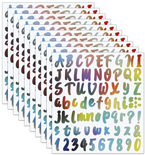 Fuyamp 10 Blätter Buchstaben Aufkleber, Selbstklebendes, Vinyl Klebebuchstaben Wetterfest, Nummern Buchstaben Sticker - Groß Klebe Buchstaben für Schild, Geschäft, Adressnummer DIY Buchstabe Etiketten